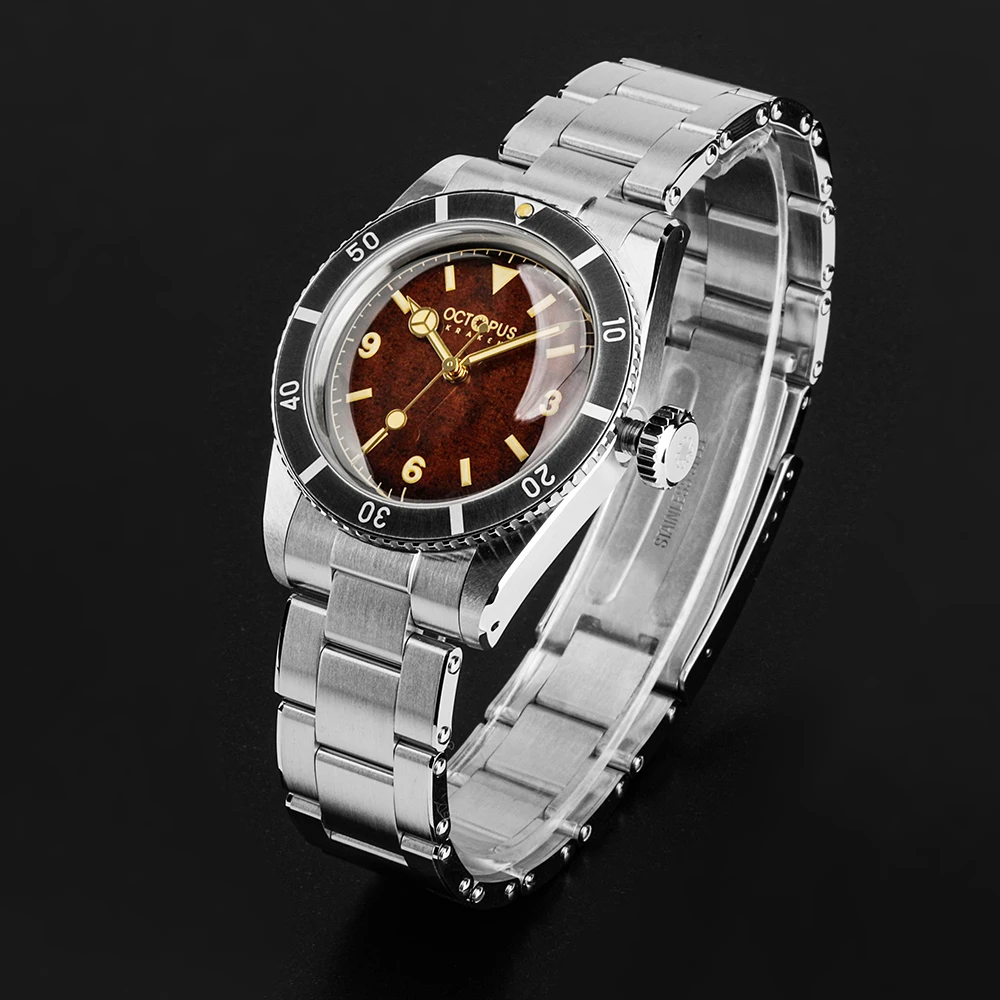 Octopus Men Automatic Watch 37mm Mechanical Wristwatch Diver 20ATM Waterproof BGW-9 Luminous 120 Clicks Aluminium Bezel PT5000