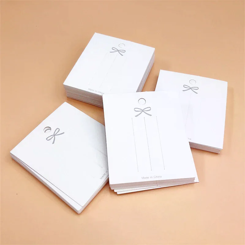 

50PCS White Hairpin Card Trinket Bow Display Cards Cardboard Packing Paper
