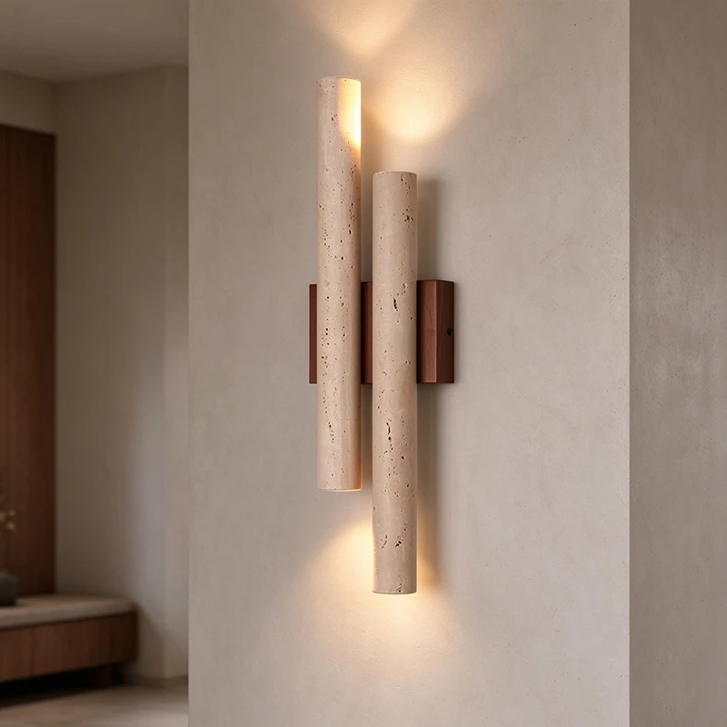 Huangdongshi Retro Walnut Wood Wall Lamp Modern Long Strip Living Room TV Background Four Headed Glowing Lighting