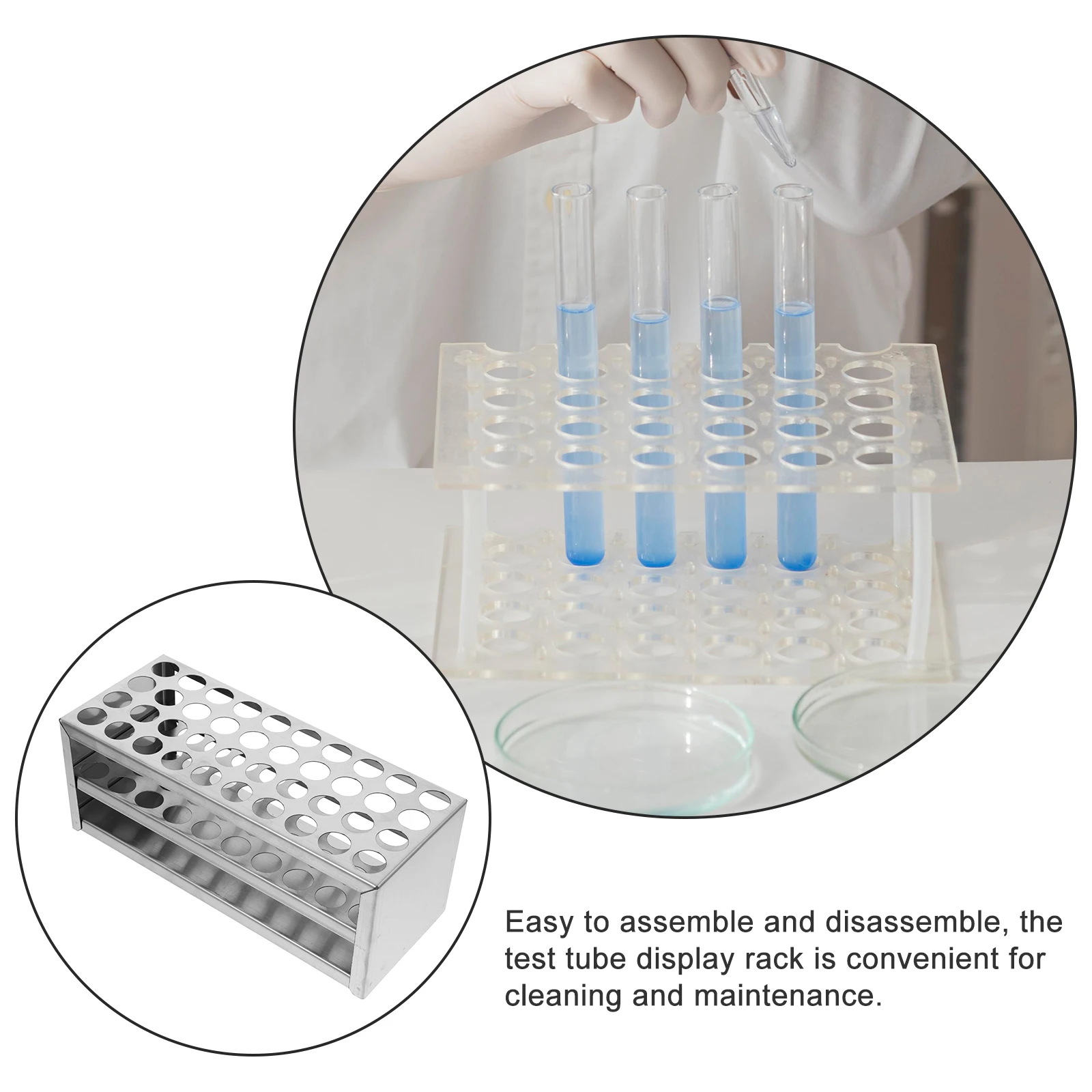 

Vacuum Test Tube Rack Travel Reusable Stainless Steel Polypropylene Microcentrifuge