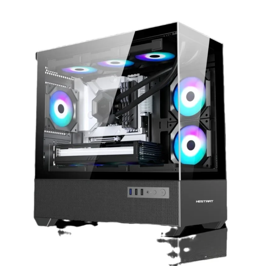 

60 Water-cooled glass side transparent pillar-free sea view room Full transparent case Computer host case m-atx