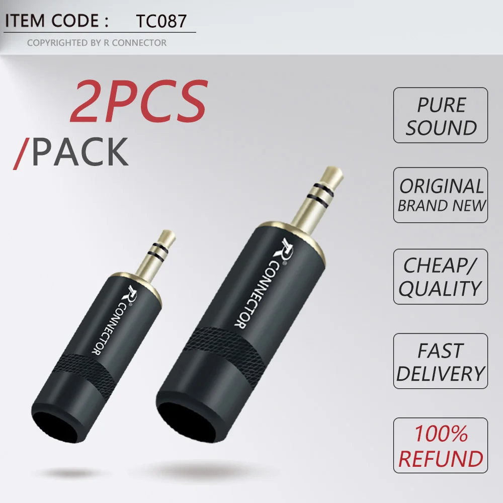 2PCS 3.5MM Jack Stereo 3.5MM Male Plug Connector Gold Plated Brass Jack 3.5MM Wire Connector for 6MM Cable Headphone Earphone