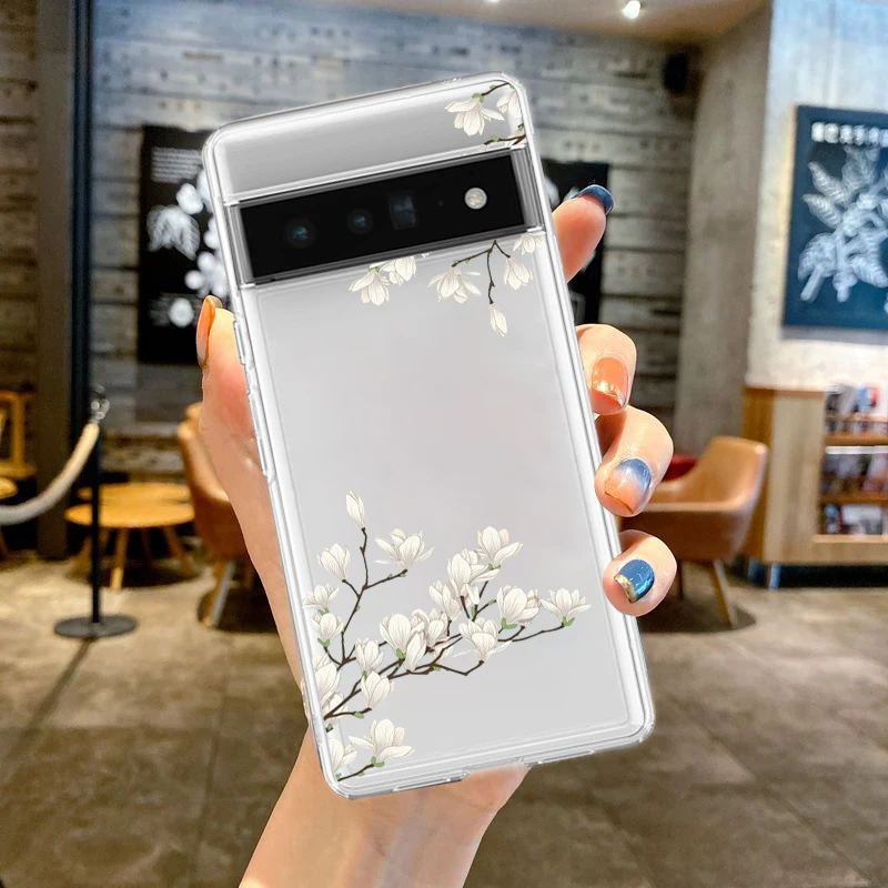 Flower Phone Case For Google Pixel 9 Pro XL 8 7 6 Pro 8A 7A 6A 5 4 5A 4A 3A XL 5G Silicone Shockproof Soft TPU Clear Cover