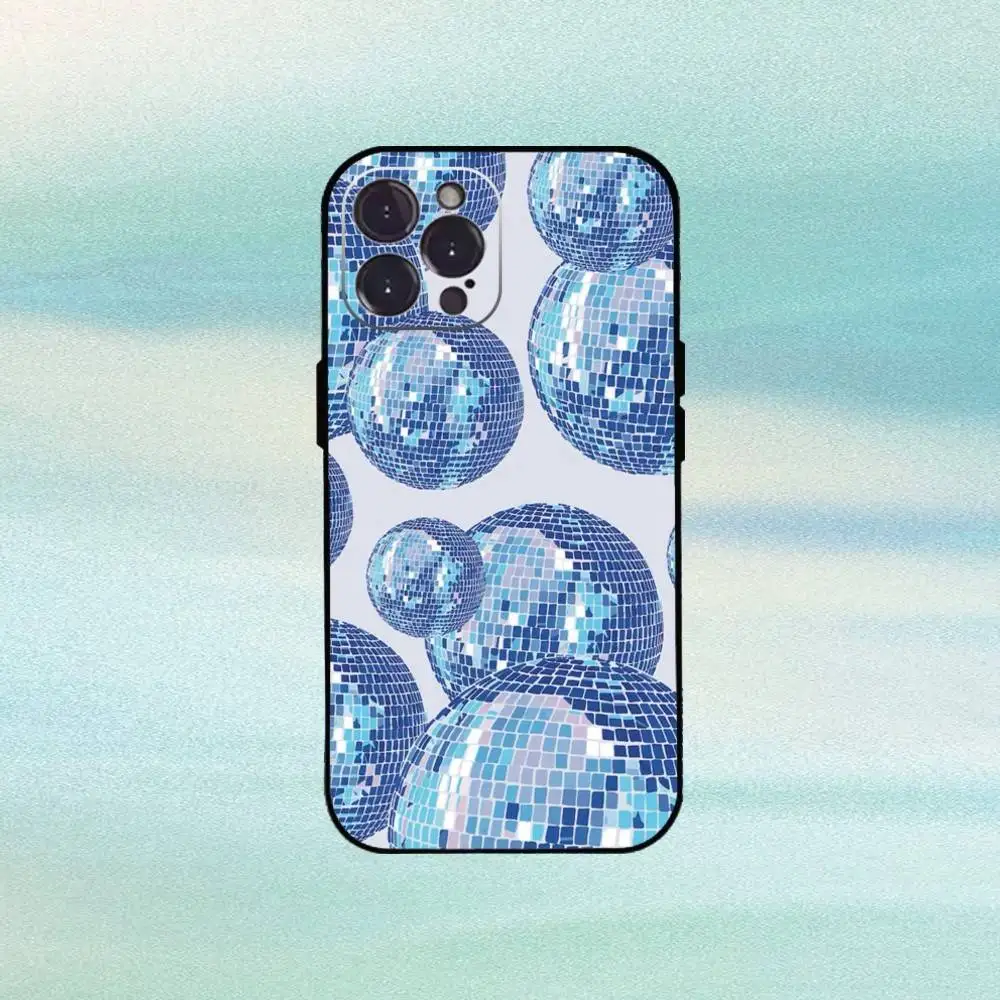 디스코 볼 아트 폰 케이스 아이폰 16,15,14,13,12,플러스,프로 맥스, 5G 기타용 소프트 블랙 커버