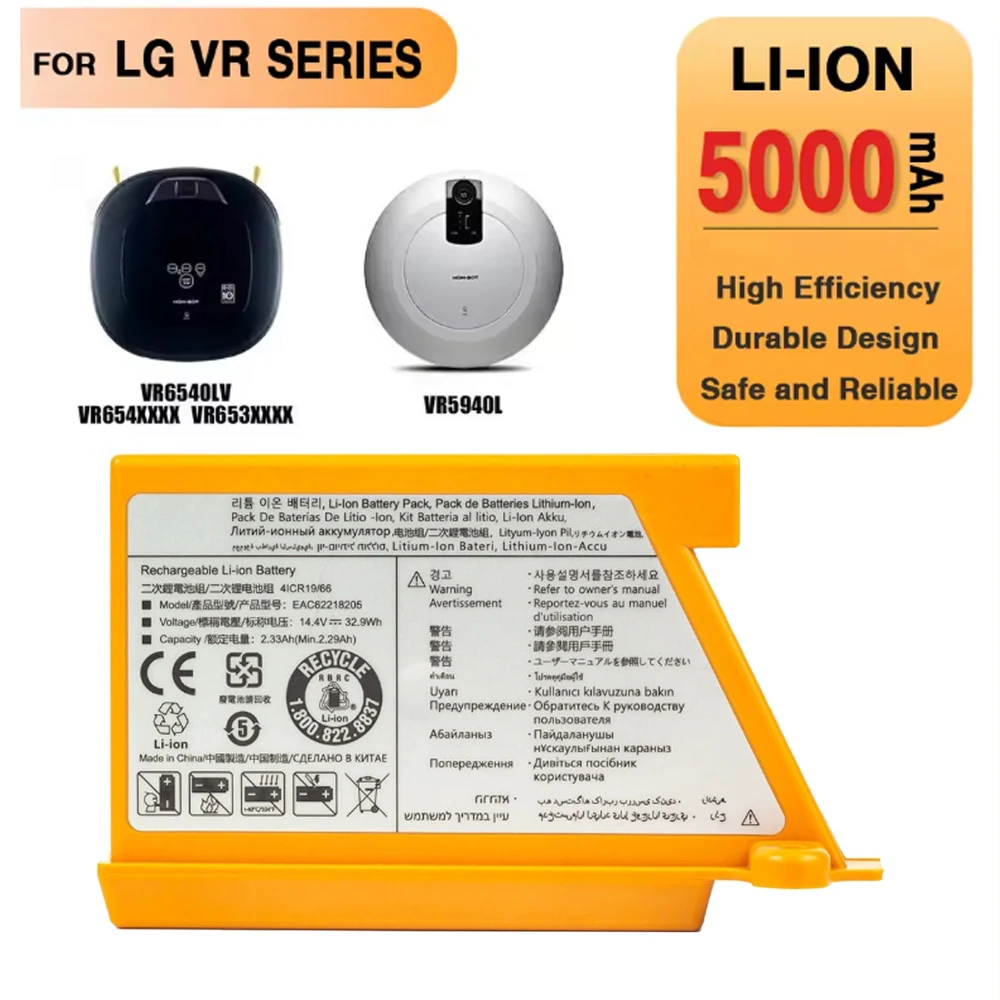 

5000mAh EAC62218205 For LG Sweeping Mopping Robot Battery VR6260LVM VR6540LV R76CIM VR5940L VR6540VL EAC60766107 Vacuum Cleaner