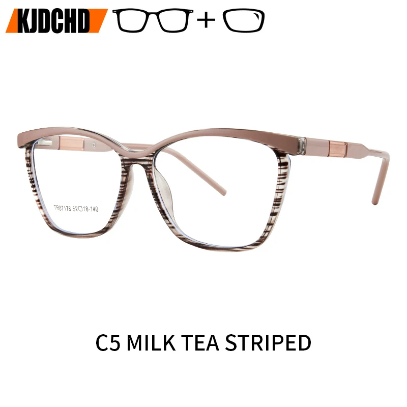 

KJDCHD Square Prescription Glasses Anti Blue Light/Photochromic Acetate Myopia/Hyperopia/Progressive Eyeglasses for Women