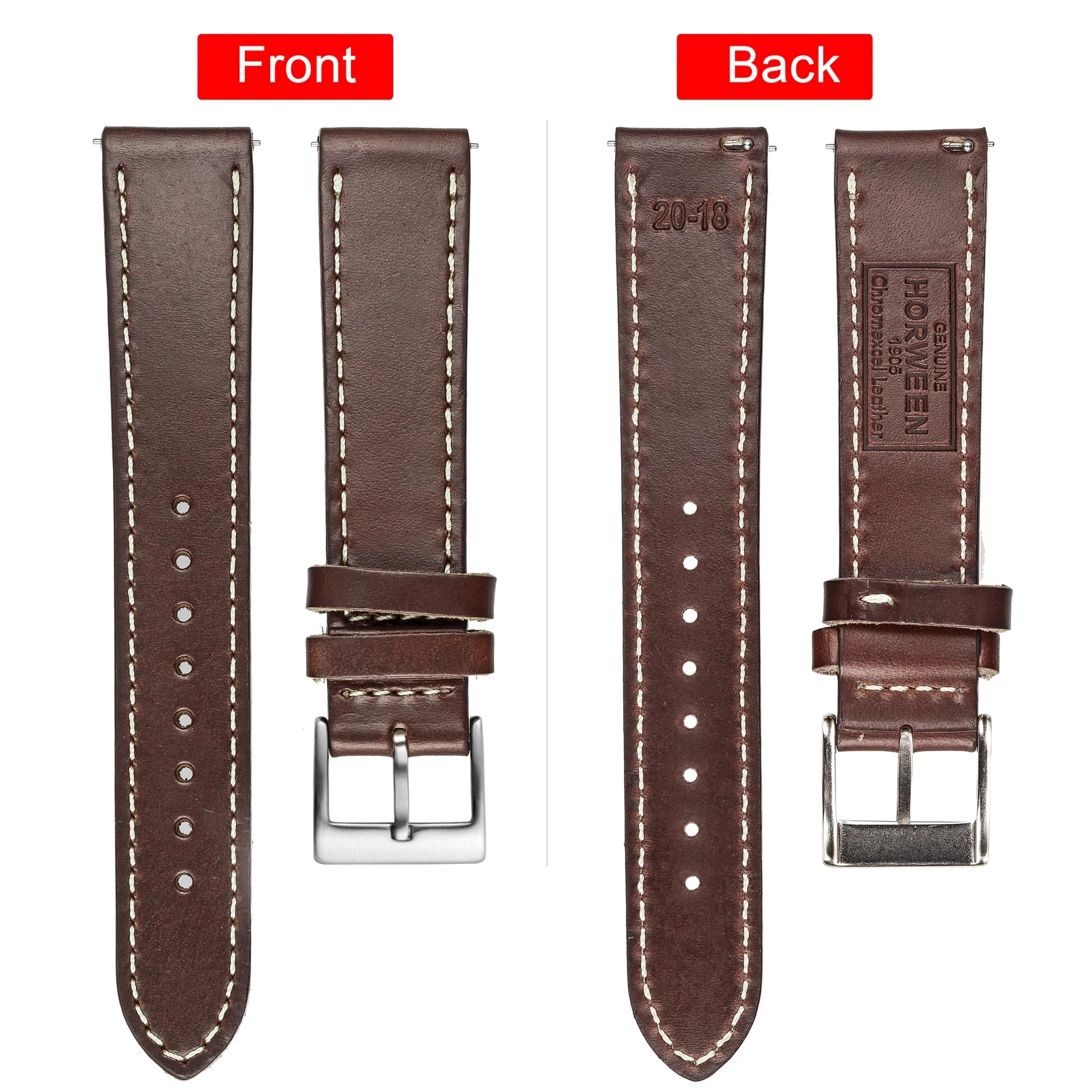 High Quality Horween Genuine Leather Straps Brown Soft Wrap Handmade Horse Leather Wrist Bands 18mm 20mm 22mm