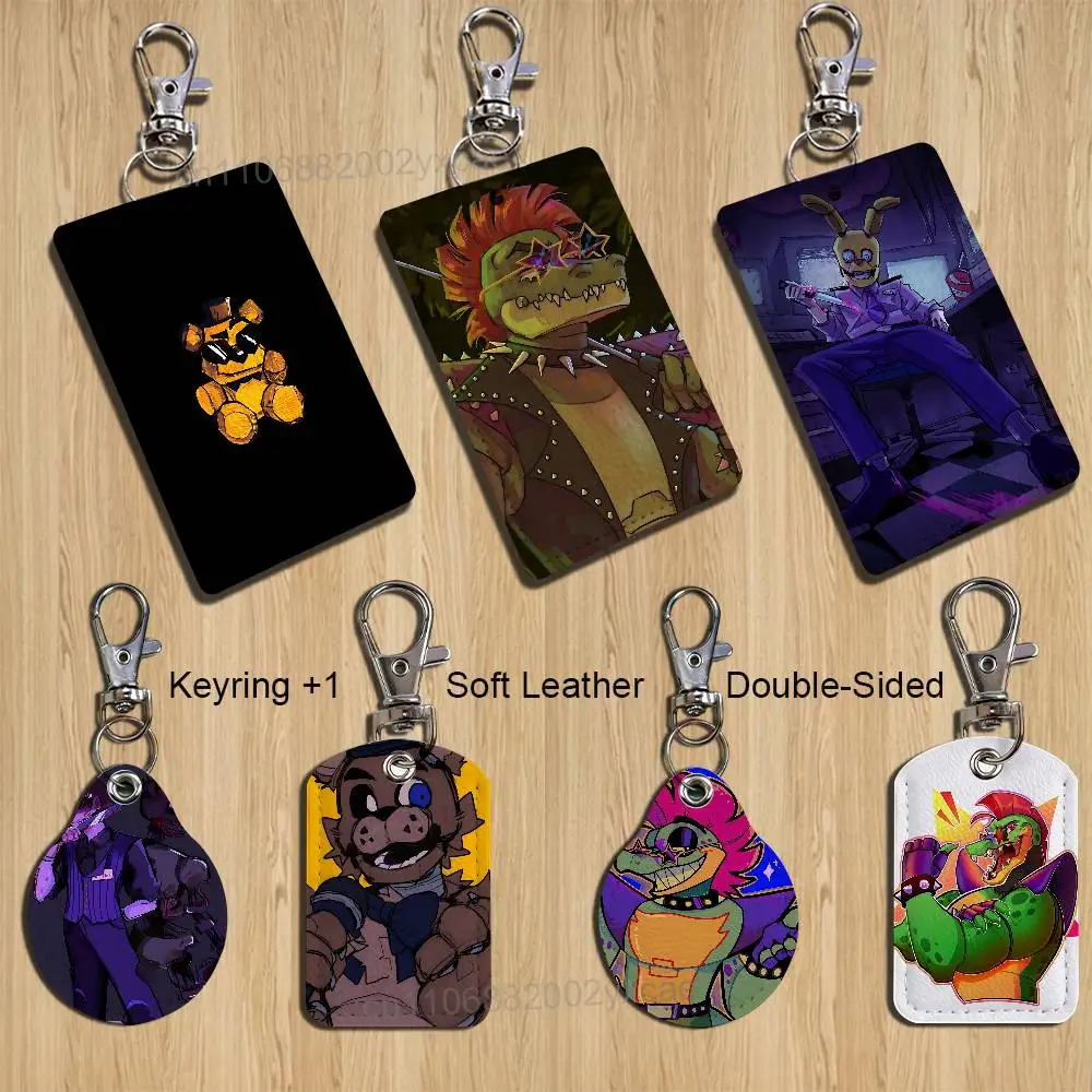 Montgomery Gator William Afton FNAF Leather Keychain Badge Holder with Lanyard - ID/Access Card Holder, Key Ring Accessory