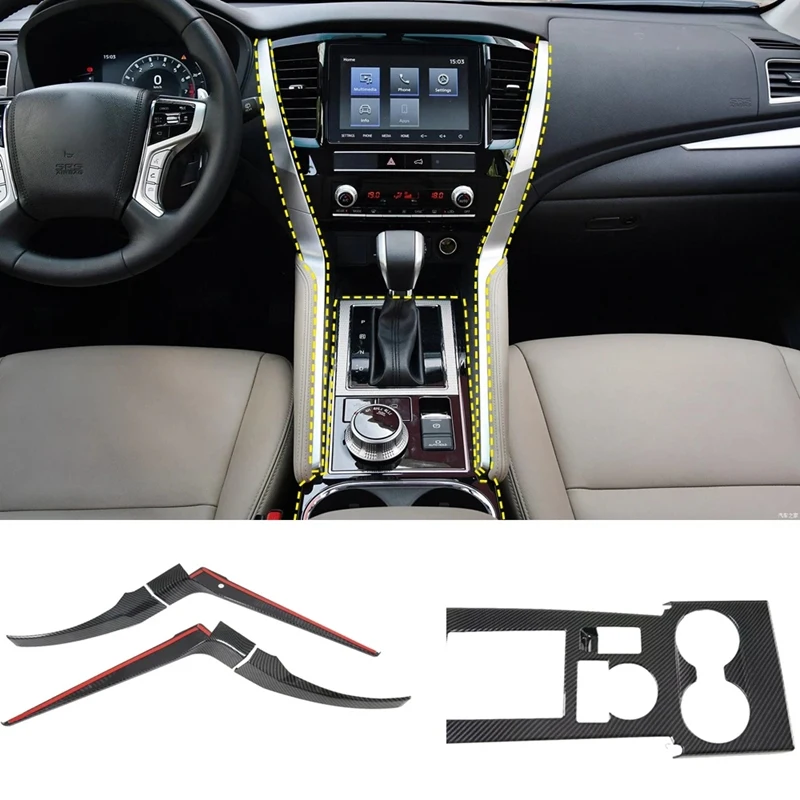 For Mitsubishi Pajero Sport Montero Shogun Sport 2020 ABS Carbon Fiber Interior Gear Shift Panel Side Decor Trim 5Pcs