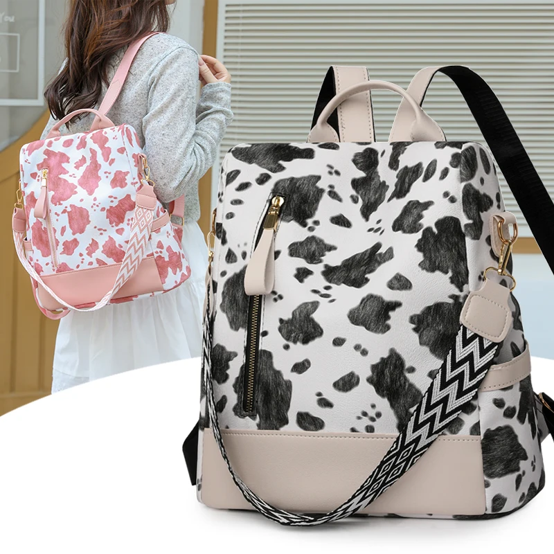 أزياء المرأة بو الجلود على ظهره سعة كبيرة مكافحة سرقة أنيق حقائب كتف عادية العصرية الفتيات السفر Daypack خفيفة الوزن #2