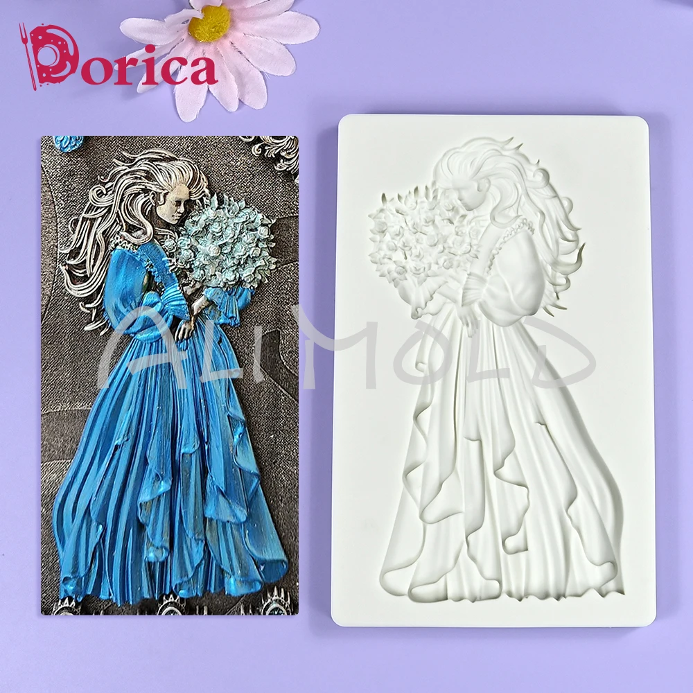 Flower Girl Design Silicone Mold Sugarcraft Chocolate Fondant Cake Mould DIY Resin Clay Make Model Home Decorating Tool Bakeware