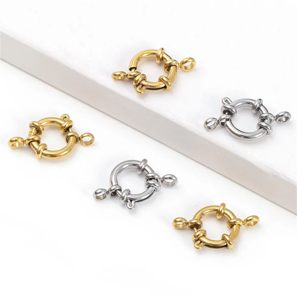 5 Stück Edelstahl-Rundringverschlüsse mit Federmechanismus, Verbindungsstücke für Halsketten, zum Basteln von Armbändern und Schmuck, Zubehör. – Detail 4