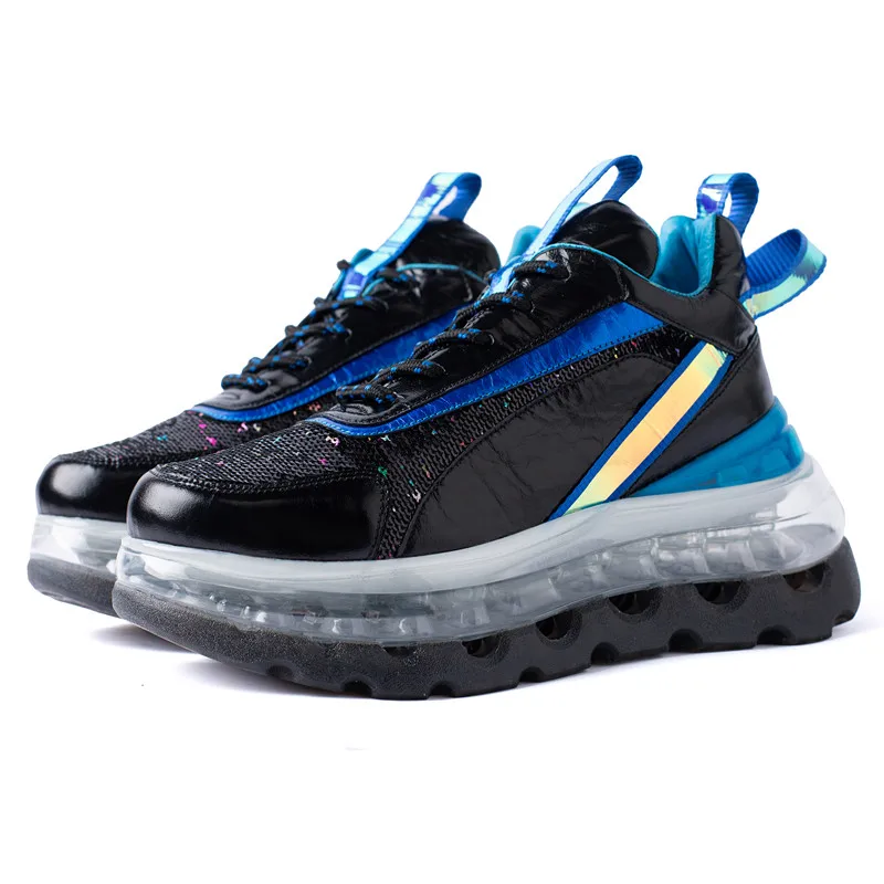 

Designer Luxury Flat Sneakers Platform Fashionable Chunky Air Cushion Platform Running Sneakers Leather Breathable Size35-39 New