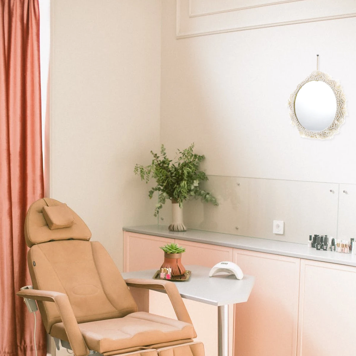 

1Pcs Artistic Wall Hanging Mirror Tapestry Decorative Round Makeup Mirror Nordic Style for Home Living Room Bedroom