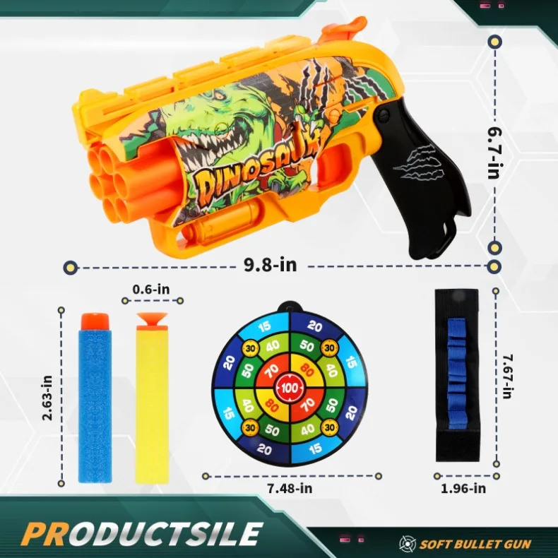 Kinder Air Soft Bullet Gun Spielzeug Graffiti Shark Farbschema 6-Runde Automatische Sichere Outdoor Schießen Sport Kinder Jungen geschenke – Detail 8