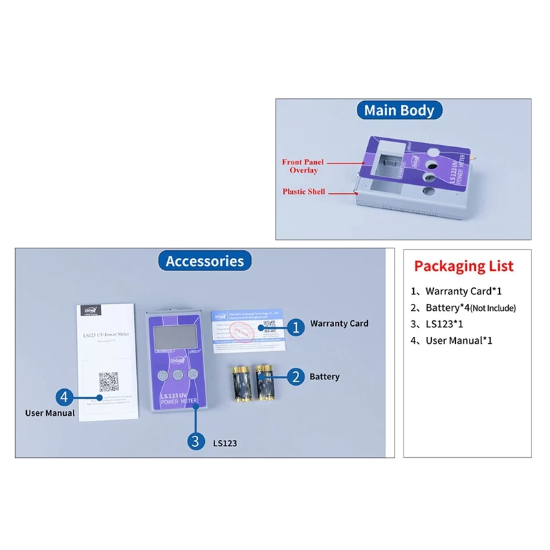 A56G-Portable UV Meter LS123 Measure Ultraviolet Radiation Power Intensity Radiance Density Rejection Rate