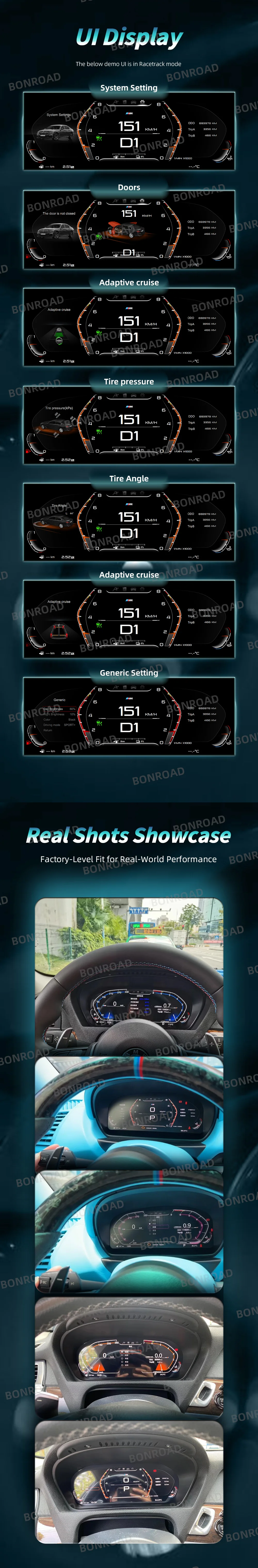 BONROAD 12,3 Zoll Linux Digital Instrument Cluster Für BMW X5 X6 E70 E71 CCC CIC 1920*720P Auto Dashboard Tacho Display – Detail 3