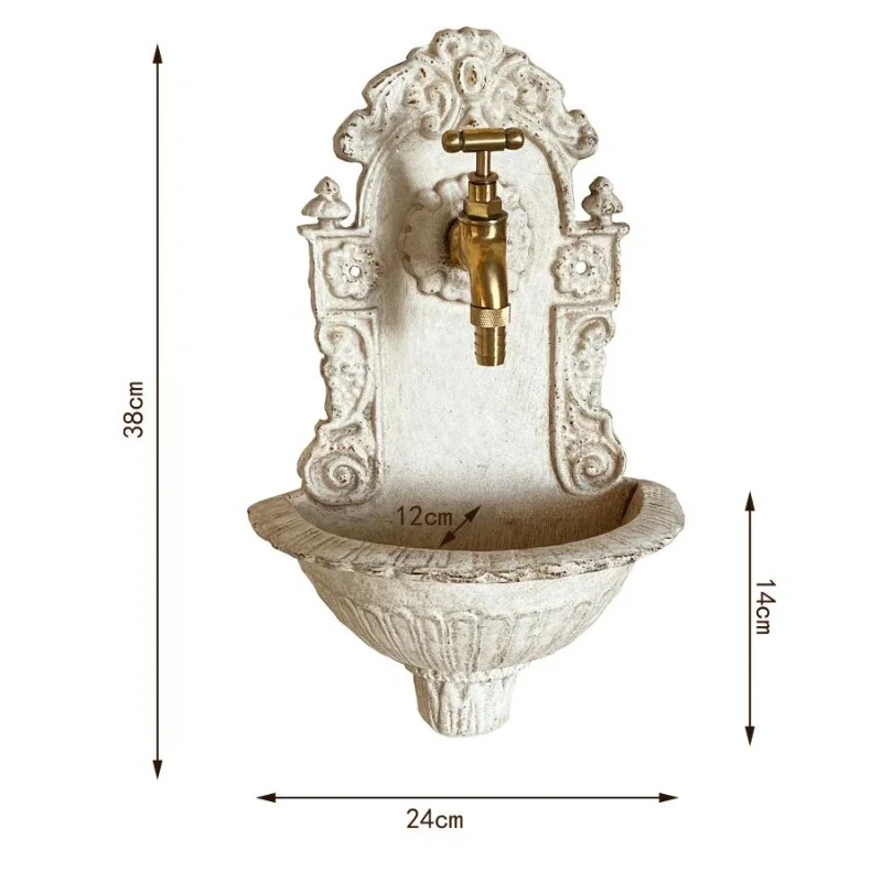 

French vintage distressed cast iron wall hanging sink garden water feature decoration