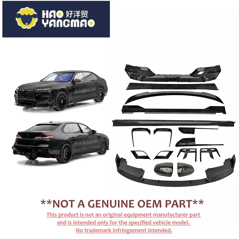 Suitable for Dyr Carbon Fiber Conversion Kit BMW 7 Series G70 Upgrade to M Style Front Lip Rear Diffuser Side Skirts Spoiler Bod
