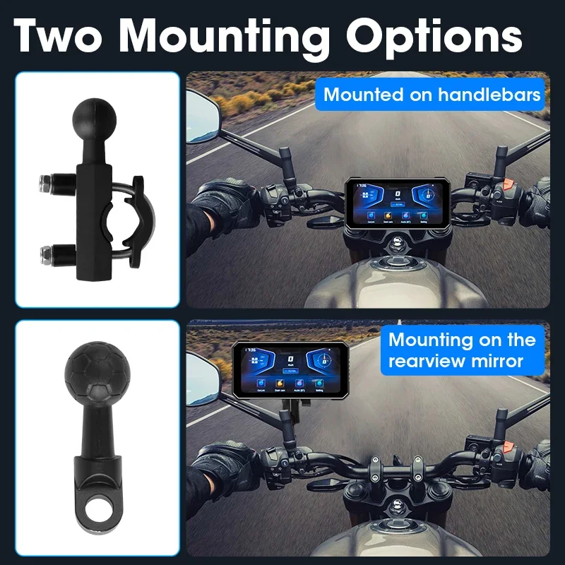 Jansite 6.25 بوصة 4K + 1080P عدسة Carplay للدراجات النارية نظام تحديد المواقع والملاحة اللاسلكية CarPlay أندرويد السيارات IP67 مقاوم للماء MirrorLink