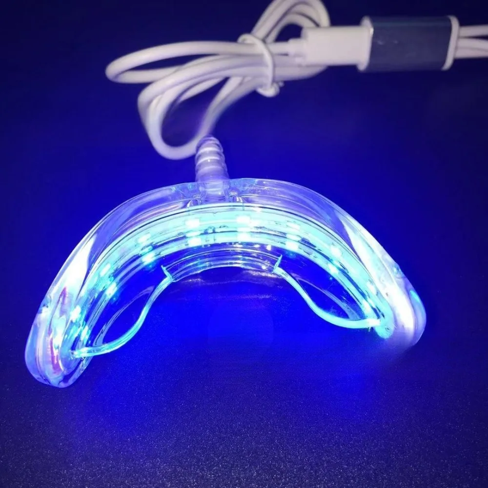 Teeth Whitening Accelerator Smart LED Blue Light Portable USB/iPhone/Android Charging Device Teeth Whitener Light Gum Tray 3 In1