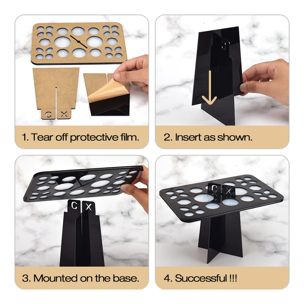 

1pc 26 Holes Acrylic Makeup Brush Drying Rack Holder For Kids Brushes Fast Dry Stand Organizer Lightweight No Drill Required