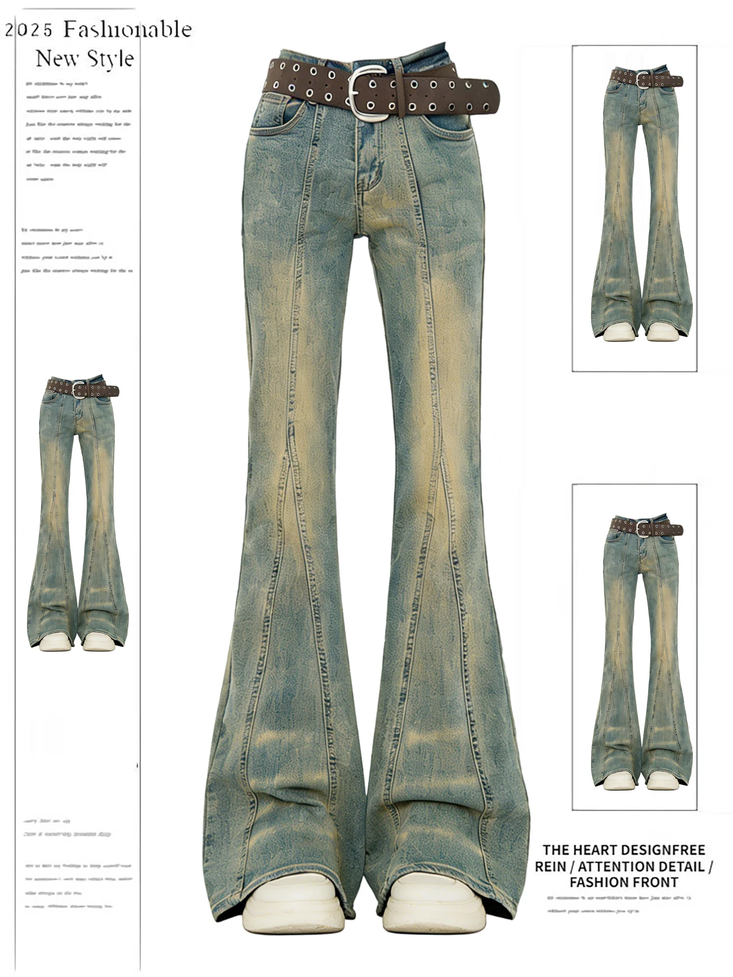 

American Retro Waed Micro Flared Denim Jeans Women's Spicy Girl Design Slim Fit Long Pants Spring Autumn New Sle Casual