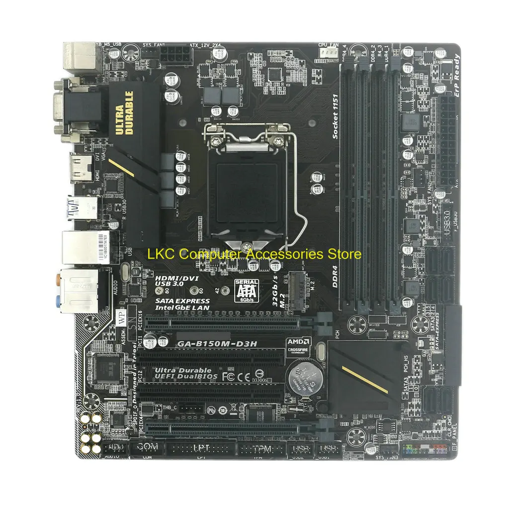 

Для GIGABYTE GA-B150M-D3H б/у материнская плата LGA1151 DDR4 B150M D3H материнская плата 100% протестирована поддержка процессора 7-го поколения