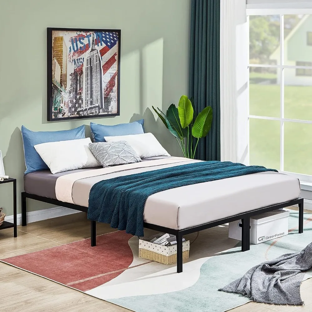 Metal Platform Bed Frame Queen Size with Storage Space Under Heavy Duty Sturdy Iron Frame Bed Folding Beds Frame Bedroom Furnitu