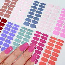 16Tips Solid Color Semi-Cured Gel Nail Art Stickers Red Full Cover Self-Adhesive Manicure Patch UV/LED Lamp Nails Polish Wraps