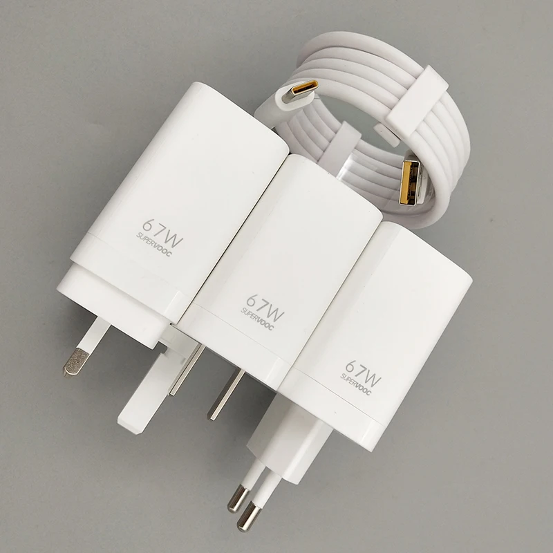 Realme 10 X7 X50 Pro GT 2 Neo2T Charger 67W SuperVooc2.0 Power Wall EU US UK Adapter 1M SuperVOOC Type C Cable For OPPO Reno 8 7