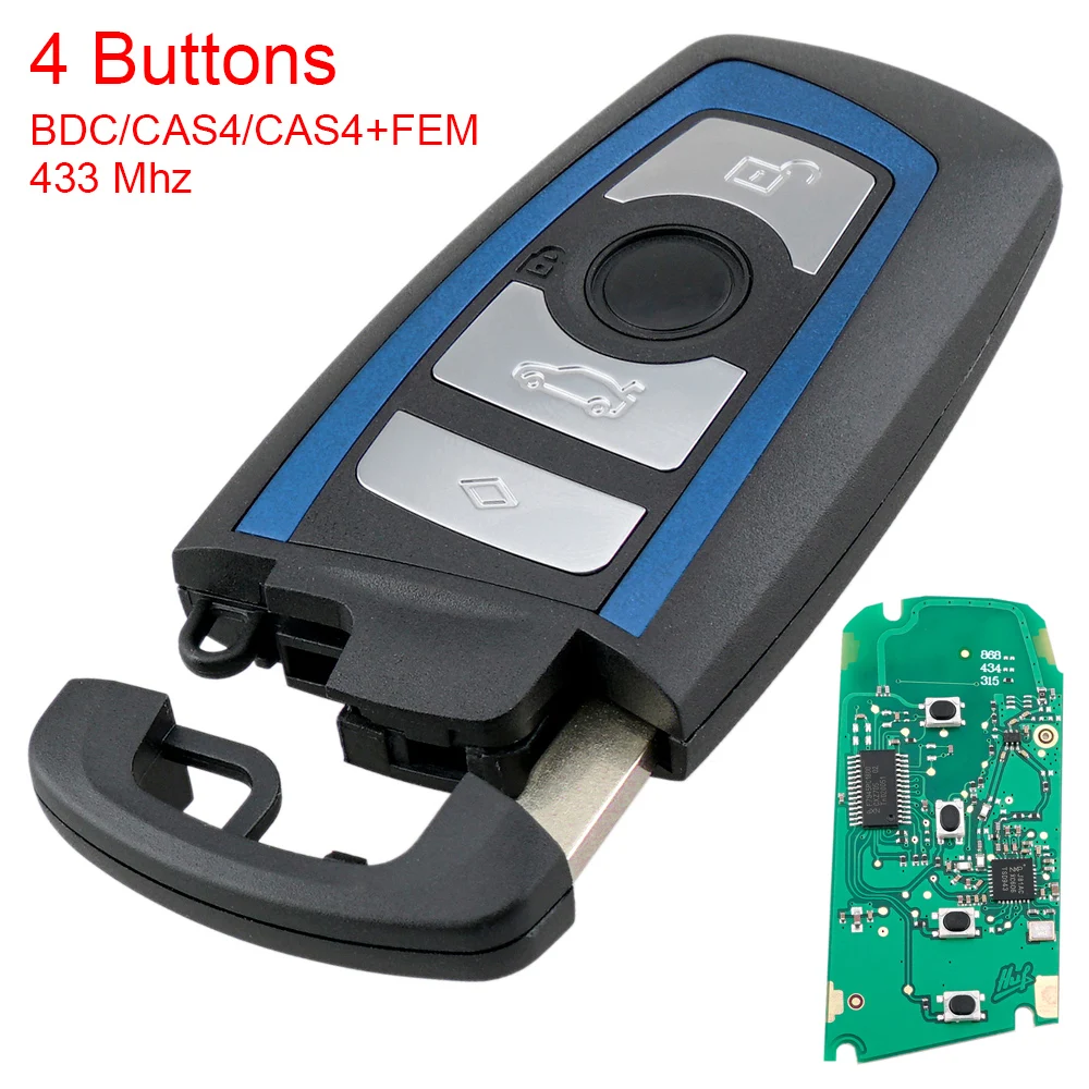 

4 Buttons 433MHz Car Remote Key Shell Case with PCF7945 Chip Fit for BMW- F Chassis FEM / BDC CAS4 CAS4+ Remote Key Fob