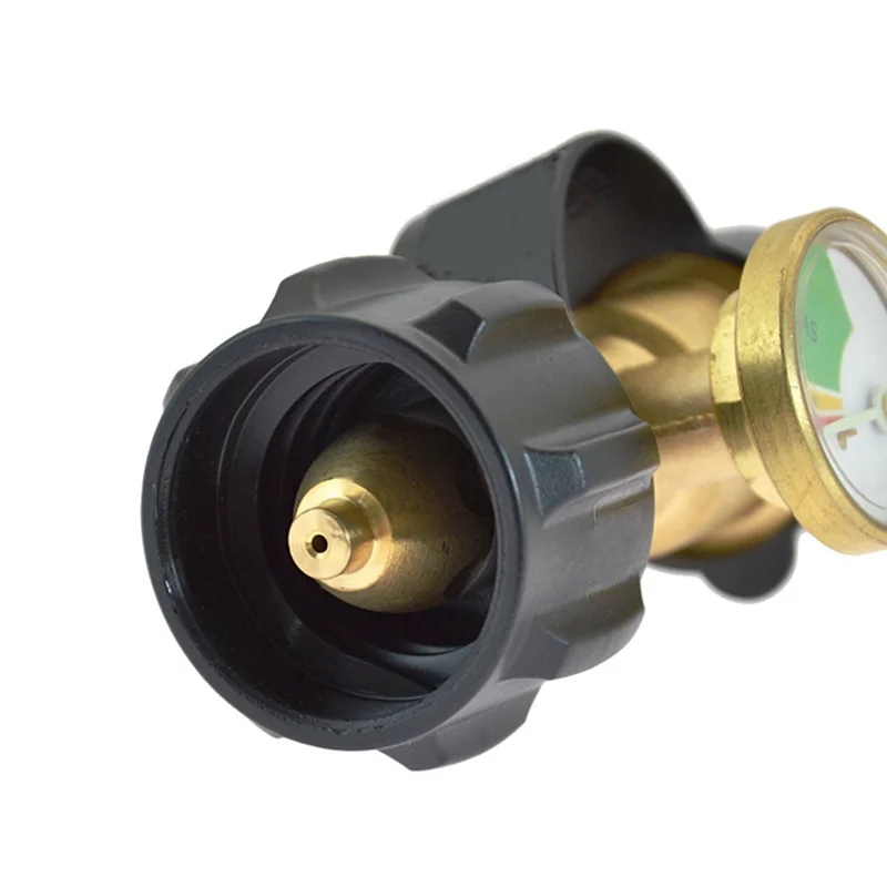

Outdoor Gas Tank Inflation Converter With Luminous Pressure Visual Gauge Brass Bottle Cylinder Connector