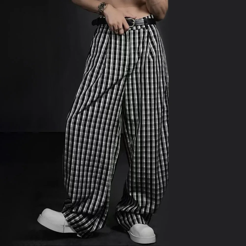 

Mens Trousers Plaid Casual Pants Spring Autumn American Elegant Classic Versatile Temperament Straight Pants Men'S Clothing 2024