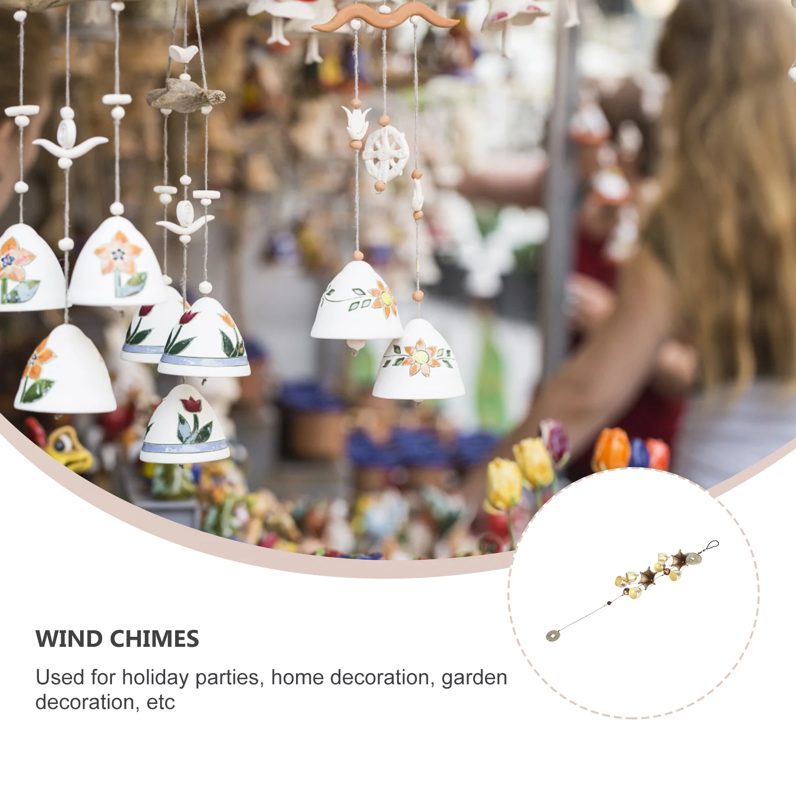 

1Pcs Copper Wind Chime Metal Outdoor Garden Hanging Ornament Relaxing Melodious Sound Home Patio Decoration Birthday Gift