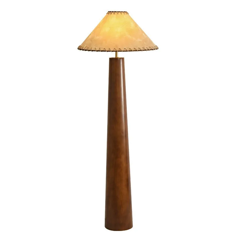 

French floor lamp retro log style Japanese living room bedroom study zen tea room Nordic solid wood vertical table lamp
