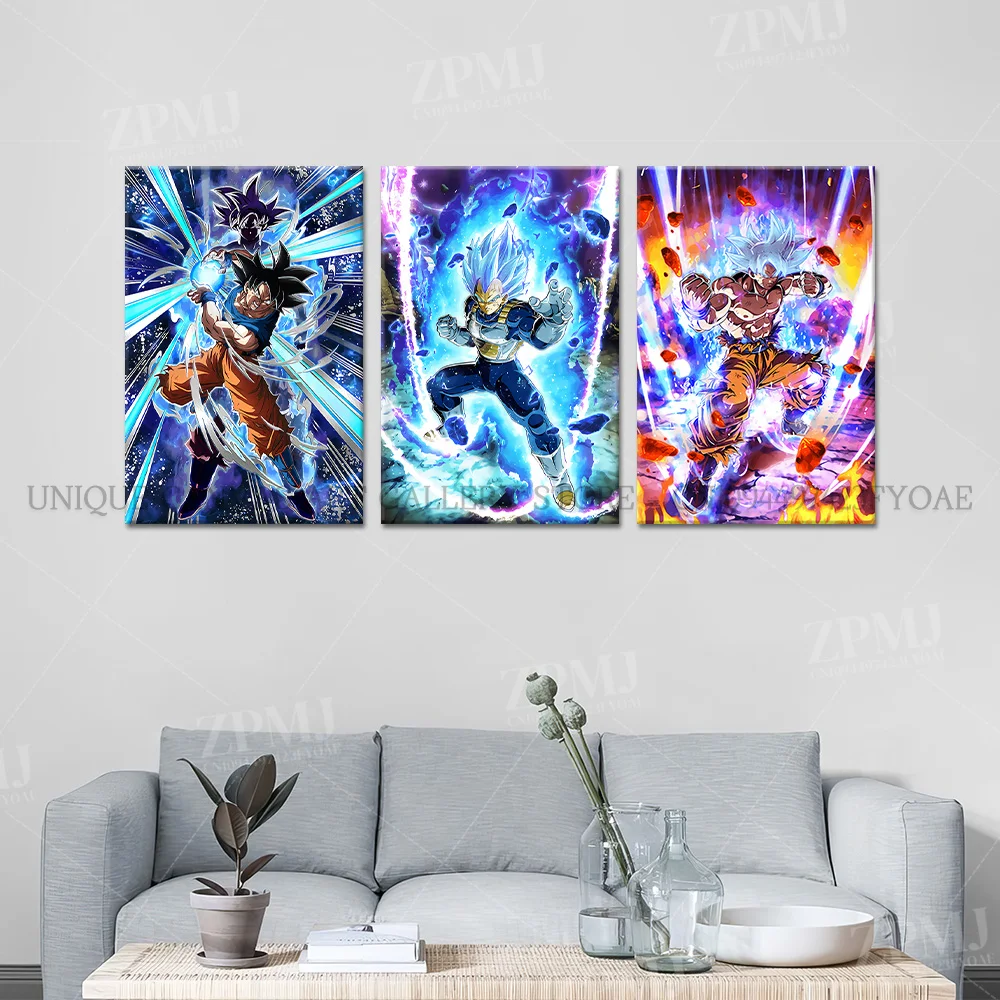 Pintura en lienzo de Dragon Ball, imágenes de decoración del hogar de Super Vegetto, figuras de Anime, póster impreso para pared de salón, ilustraciones sin marco