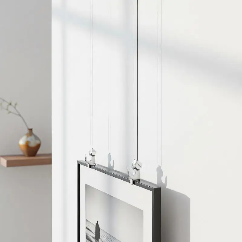 Stainless Steel Picture Hangers Heavy Duty Rail Hooks Silver Easy Installation