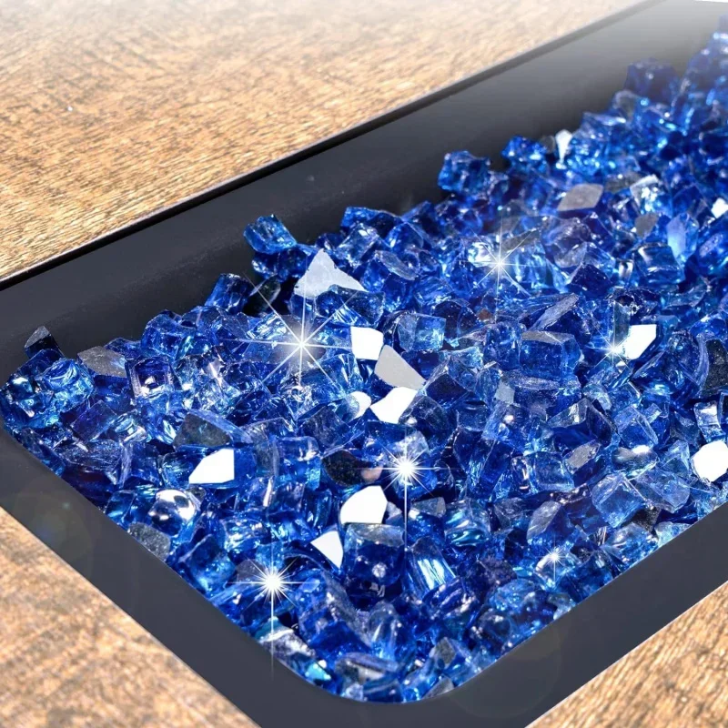 20 lbs Fire Glass Propane Fire , 1/2-Inch Reflective Fireplace  Rocks Pit Table, Cobalt Blue