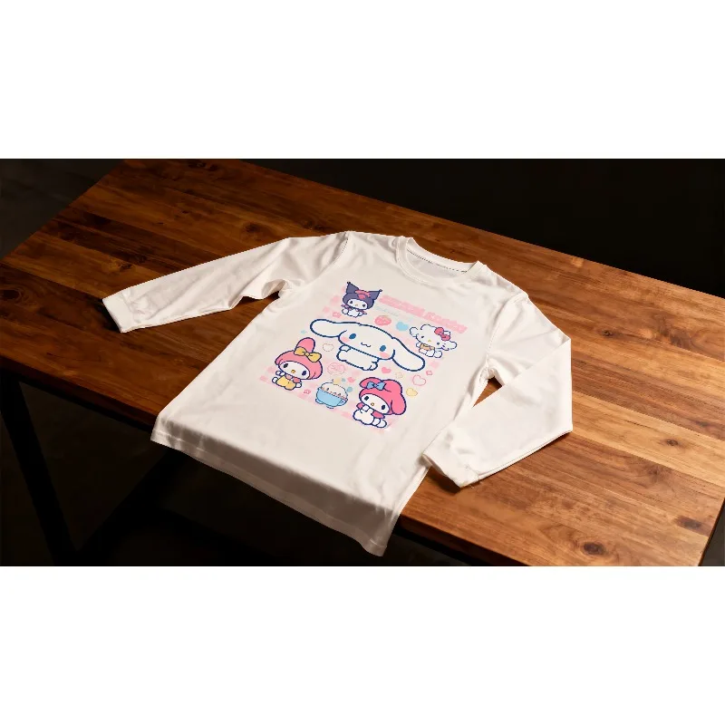 

MOTO-Sanrio character cute anime pattern fun print summer men's and women's Harajuku casual cartoon long sleeved