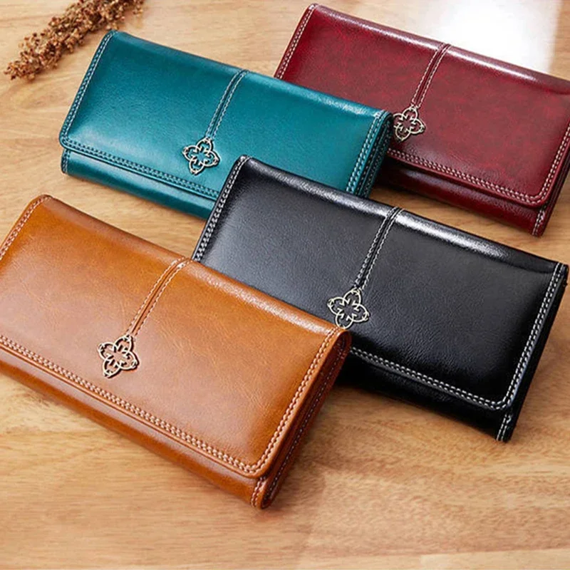 Cartera larga de cuero PU para mujer, carteras largas de lujo, monederos de moda para mujer, bolsas de dinero, monedero para mujer, tarjetero, bolsos
