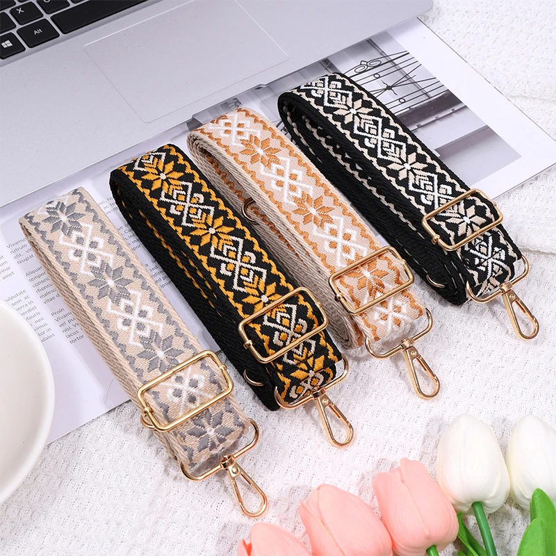 Retro Adjustable Wide Bag Strap Crossbody Shoulder Bag Strap Vintage Fashion Embroidery DIY Replacement Handles Bag Accessories