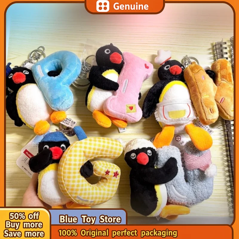 

New Genuine Pingu Penguin Plush Doll Complete Set Of Letter Pendant Dolls Cute Small Plush Toys Keychain Girls Bag Accessories