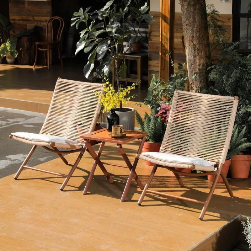 Woven rattan chair, back chair, sedentary and comfortable single balcony, leisurerattan  outdoor folding