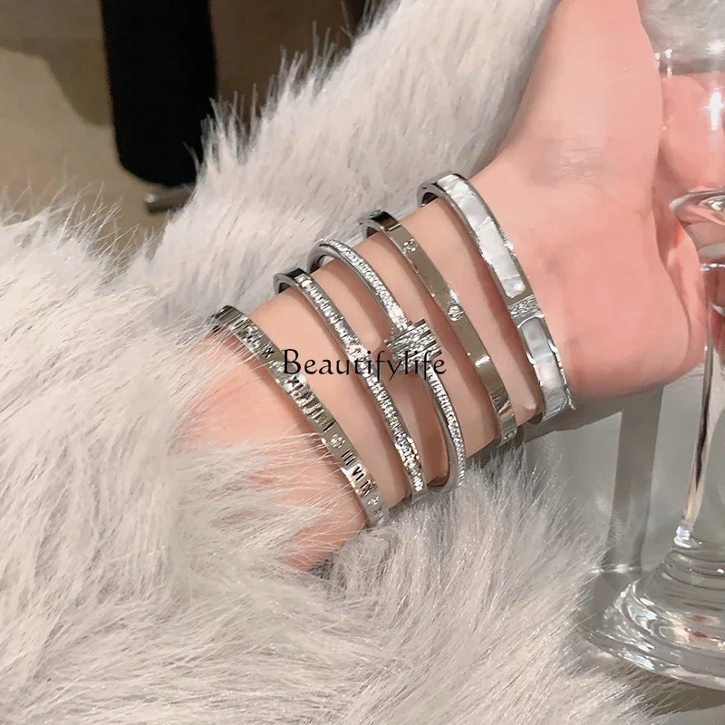 Light Luxury High-Grade Full Diamond Bracelet Female 2023 Hot Titanium Steel No Fading