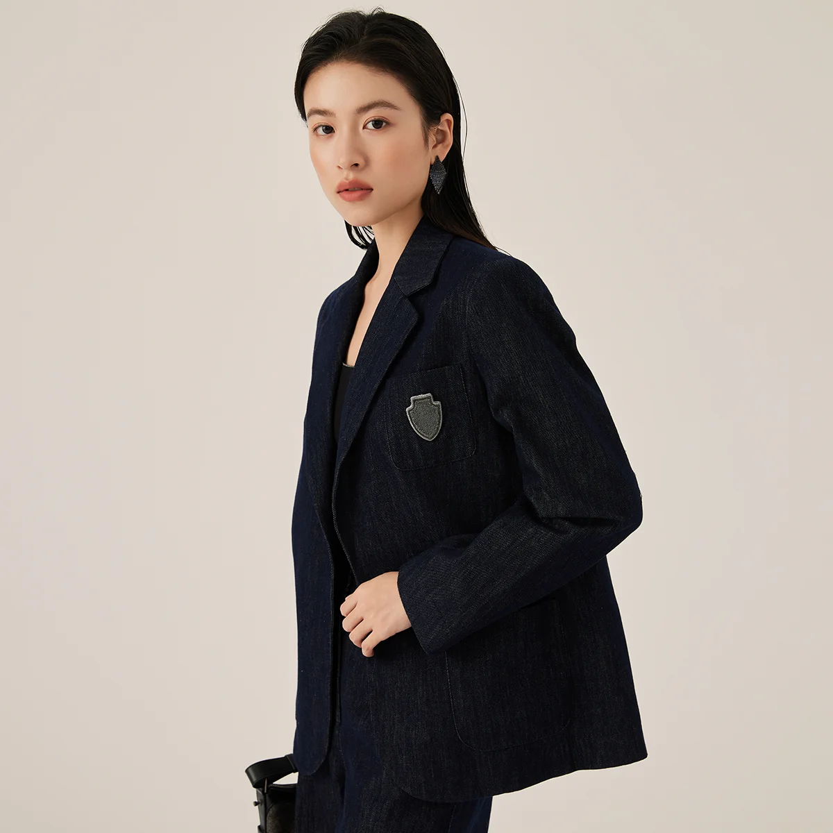 KX7523318 Luxury Women’s Denim Blazer 90% Cotton Jacket Premium Fit Designer Style Casual Suit Coat