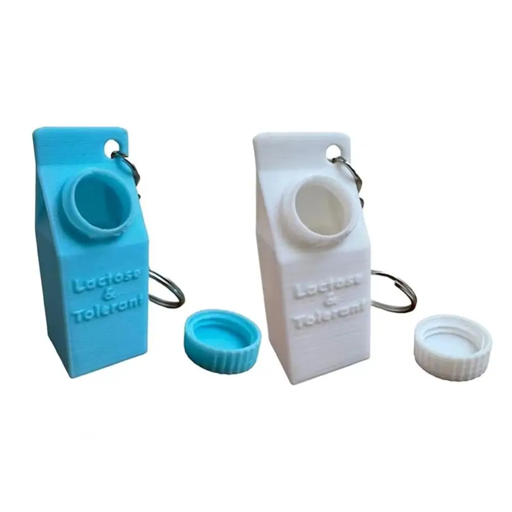 Lactose and Tolerant Pill Holder Keychain Plastic Ornament Pendant Milk Carton Keychain Compact 3d Print Ornament Keychain