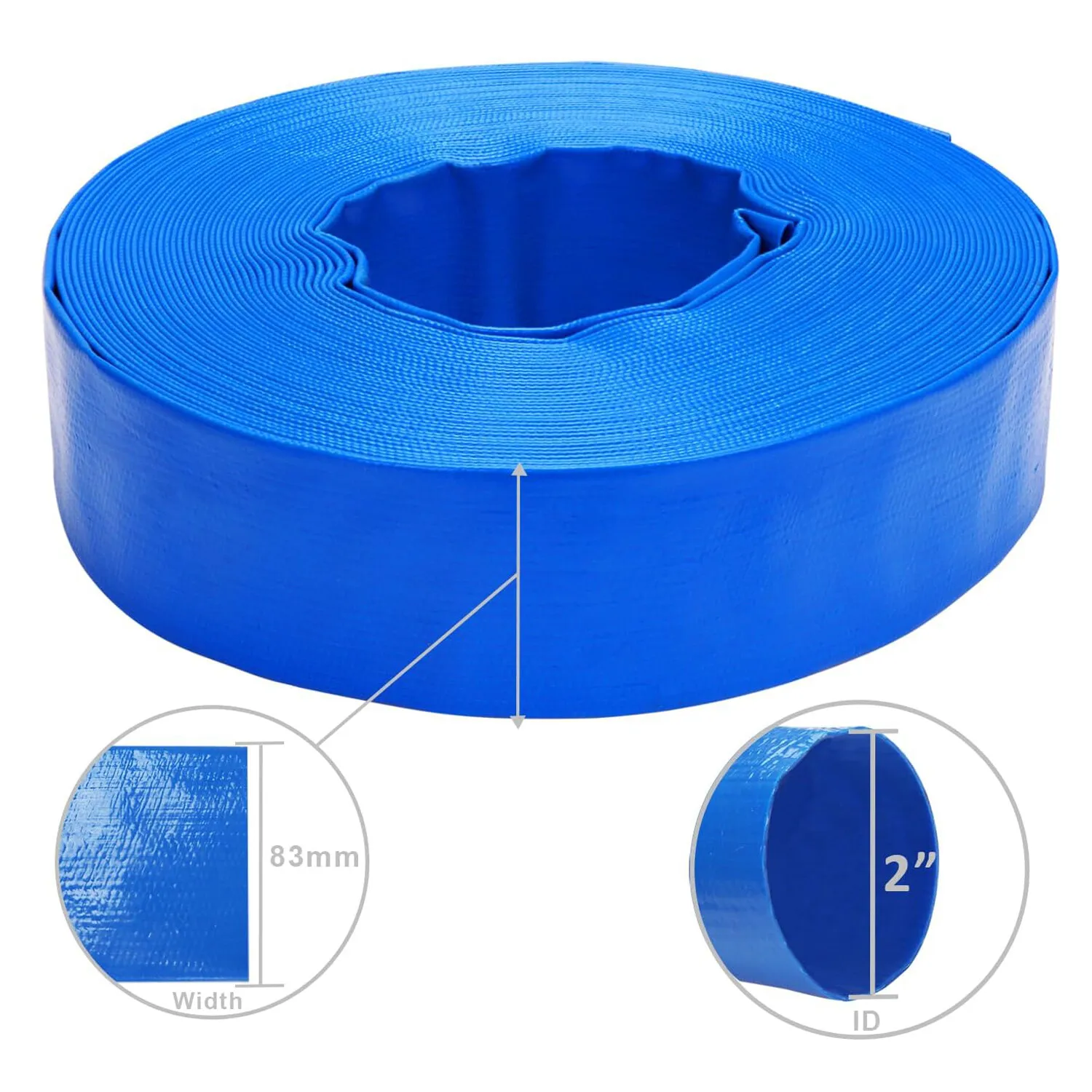 2 Inch 50mm Water Pump PVC Layflat Hose Transfer Lay Flat Outlet 15/30m Pipe Kit