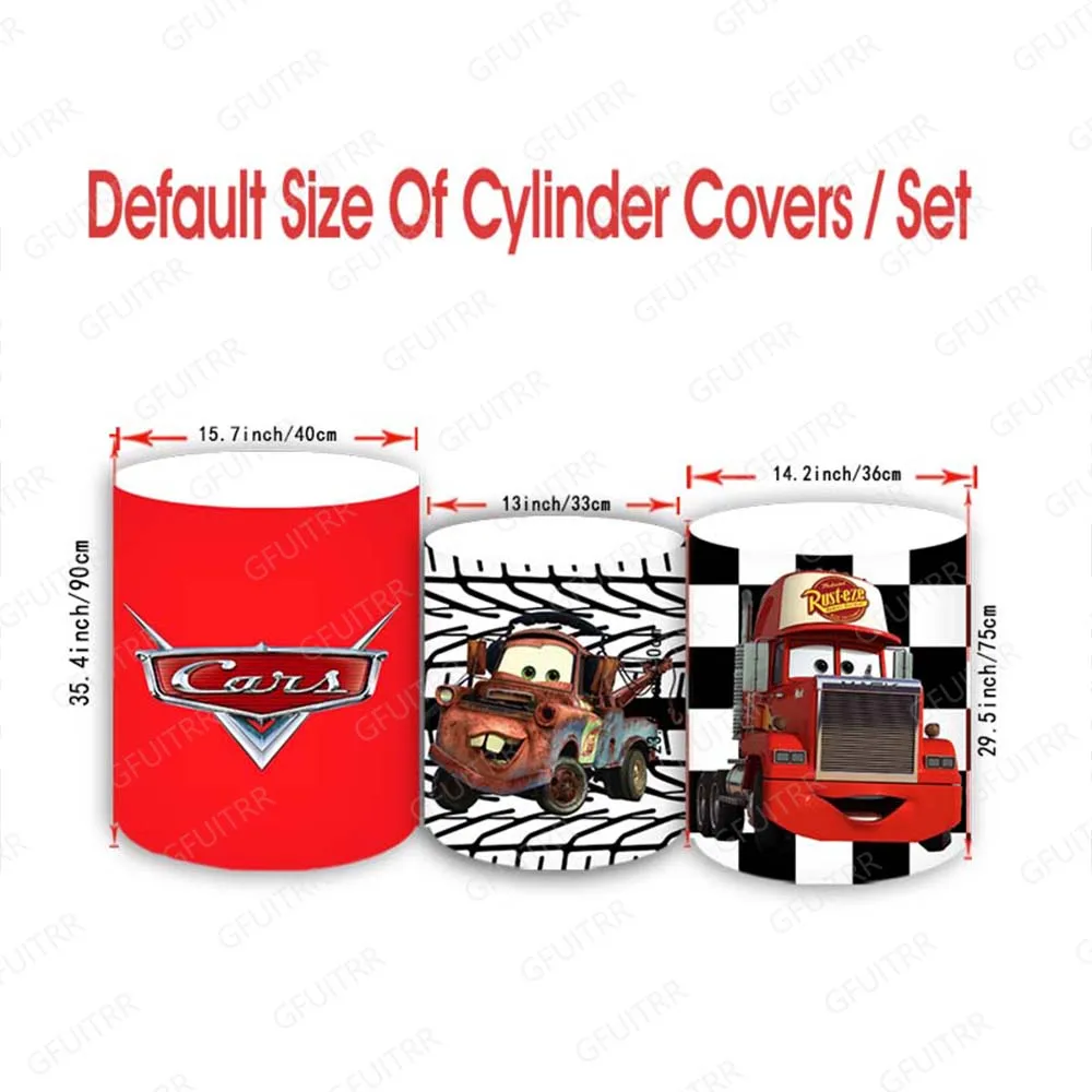 Disney Cars Round Backdrop Boy Birthday Party Baby Shower Decoration Red Photography Background Circle Cylinder Cover Booth Prop