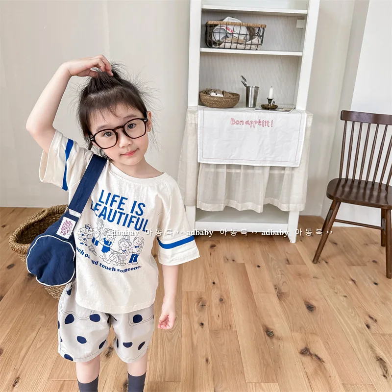 2024 New Children Short Sleeve T Shirts Summer Girls Tee Loose Baby Boys Casual Tops Cotton Infant T Shirts Kids Clothes